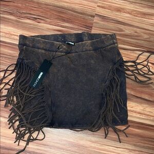 Fashion Nova Brown Fringe Skirt